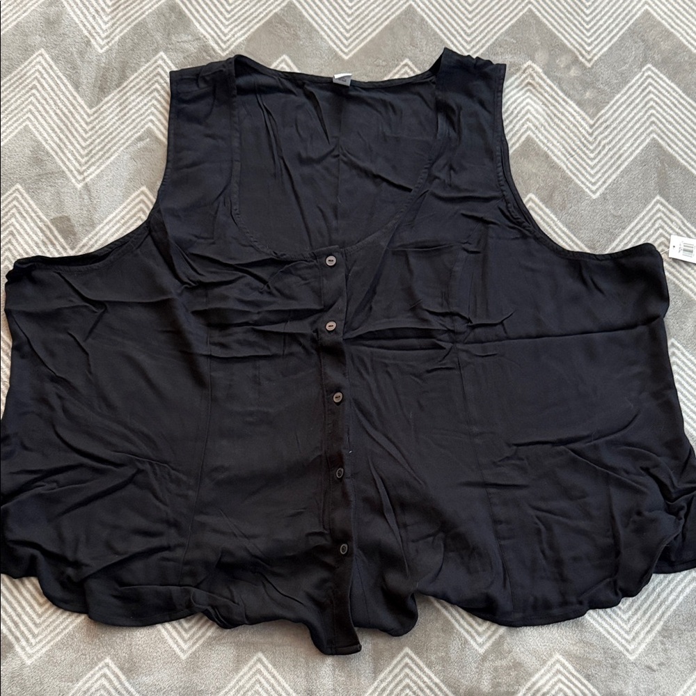 Old Navy Black Button-Front Tank Top